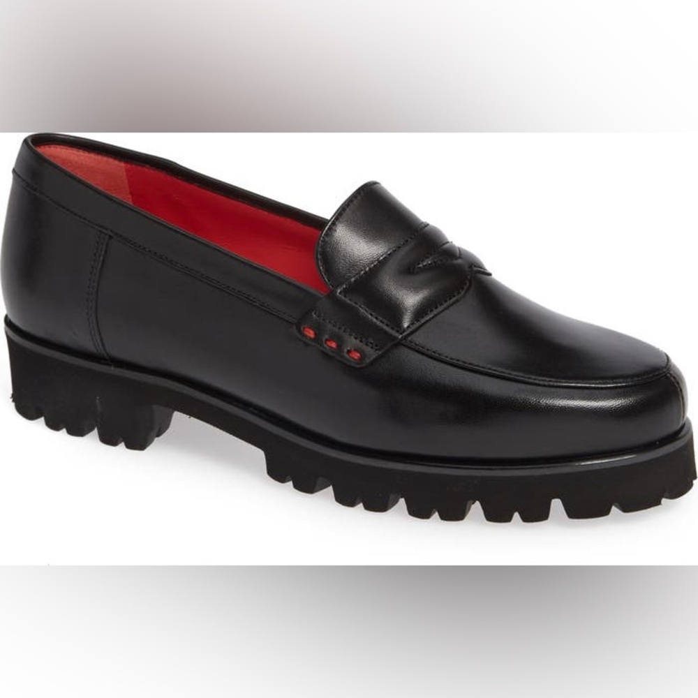 Pas De Rouge Marta made in Italy Black Leather Loafers